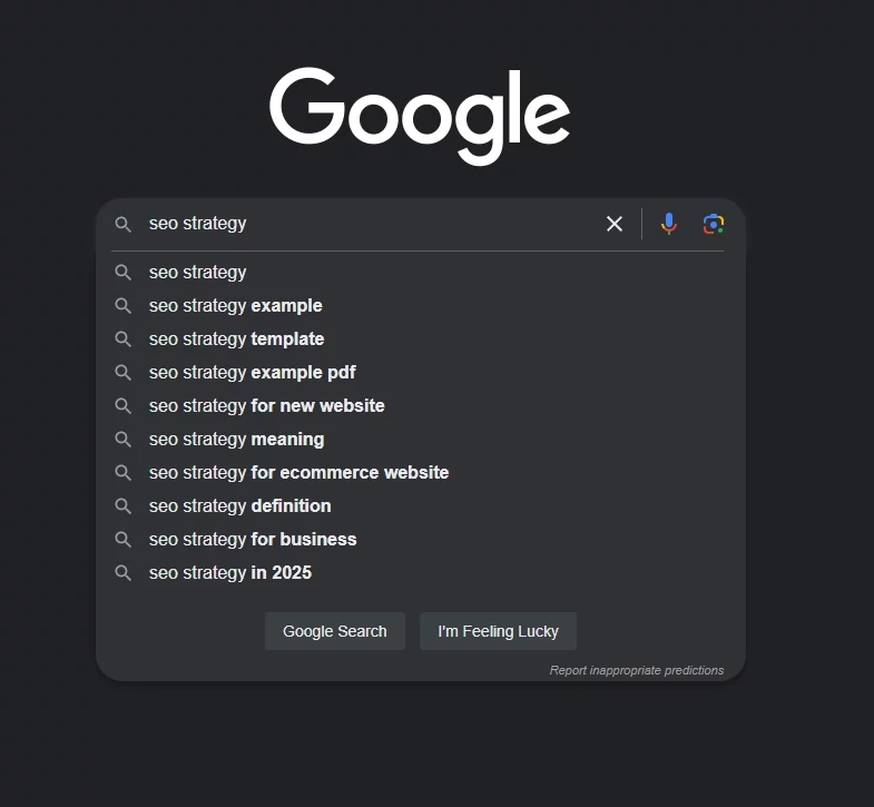 Use Google Suggest to find keywords